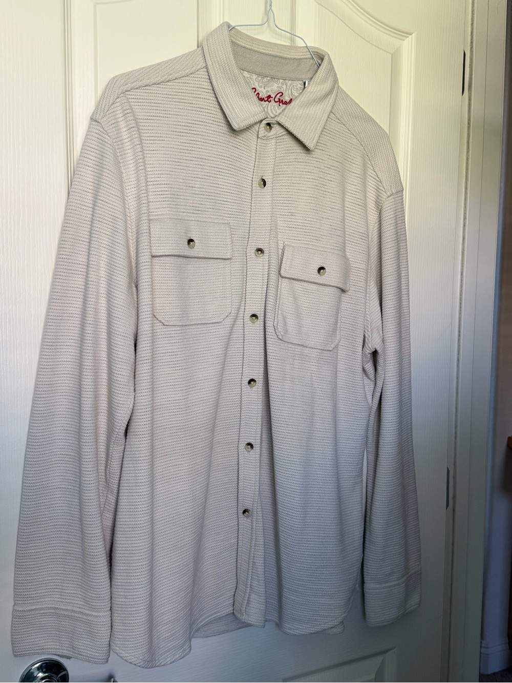 Robert Graham Cream Ribbed Button-Down Shirt Jacket